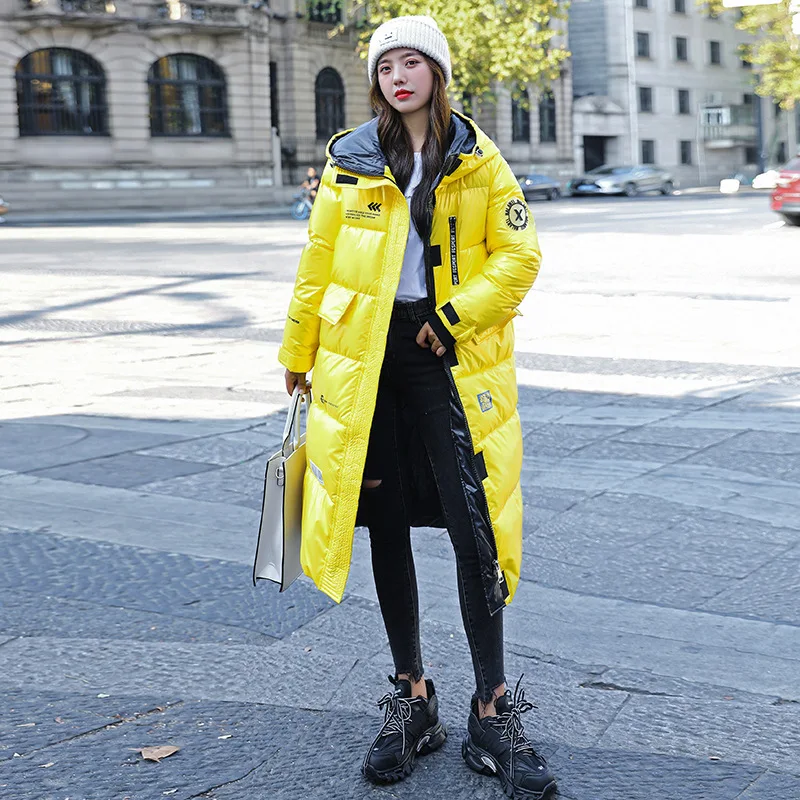 2021 Письмо печати женская теплая куртка водонепроницаемый глянцевая парки