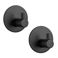 2pcs adhesive hook self adhesive black wall mounted hook key cover towel super heavy duty stainless steel hook no drill withou
