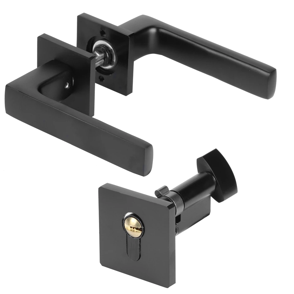 Ручка дверная цилиндрическая регулируемая простой черный замок набор бесшумных