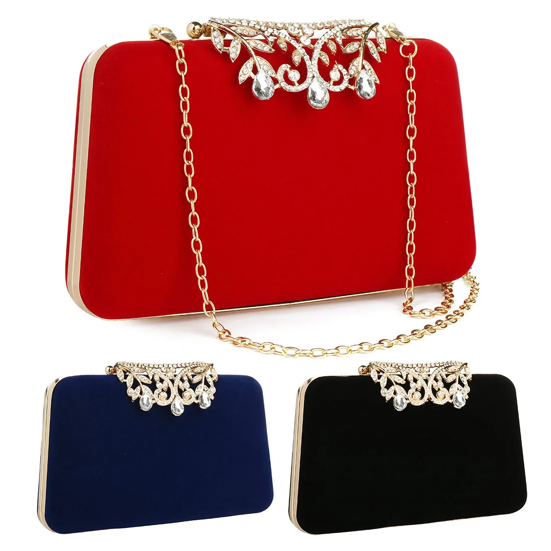 

YYW Clutches Bag Women 2021 Fashion Sling Bags Diamonds Luxury Evening Clutch Female Shoulder Bags Red Wedding Purse Party Pouch