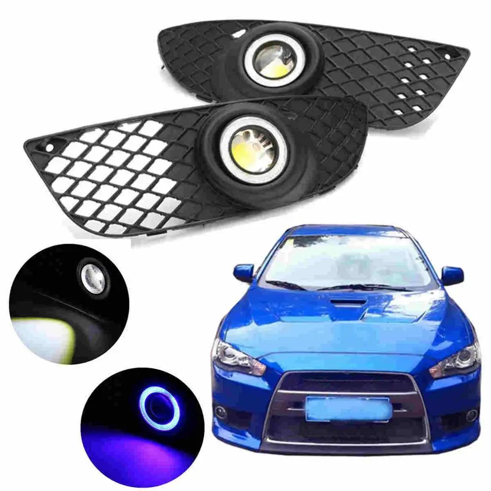 Blue Convex light Пара бампер решетка 12 В H11 Противотуманные фары лампа+ комплект проводов переключатель для Mitsubishi Lancer 2008 2009 2010 2011 2012 2013 - Испускаемый цвет: Blue Convex light