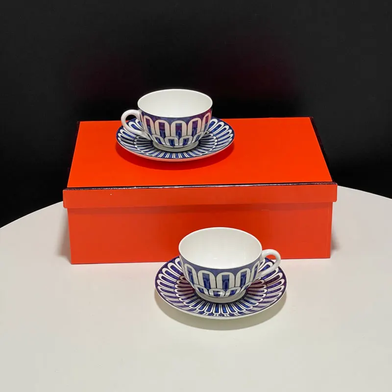Luxury Porcelain Coffee Cups and Saucers Set With Orange Box Wedding Birthday Housewarming Gift Fine Bone China Tea | Дом и сад