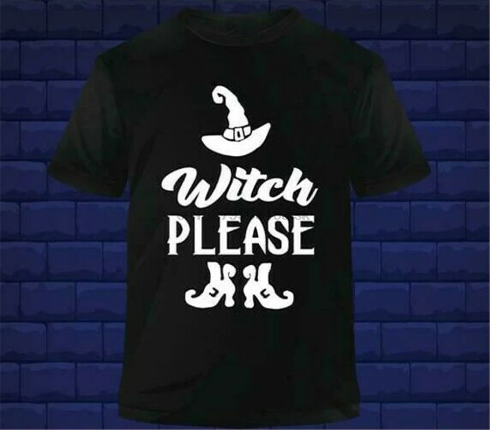 Новая модная черная футболка на Хэллоуин с изображением ведьмы| |