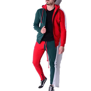 Colors Patchwork Mens Tracksuits High Street Rapper Dancing Pencil Pants 2PCS Sets Winter Fit Hiphop Suits | Мужская одежда