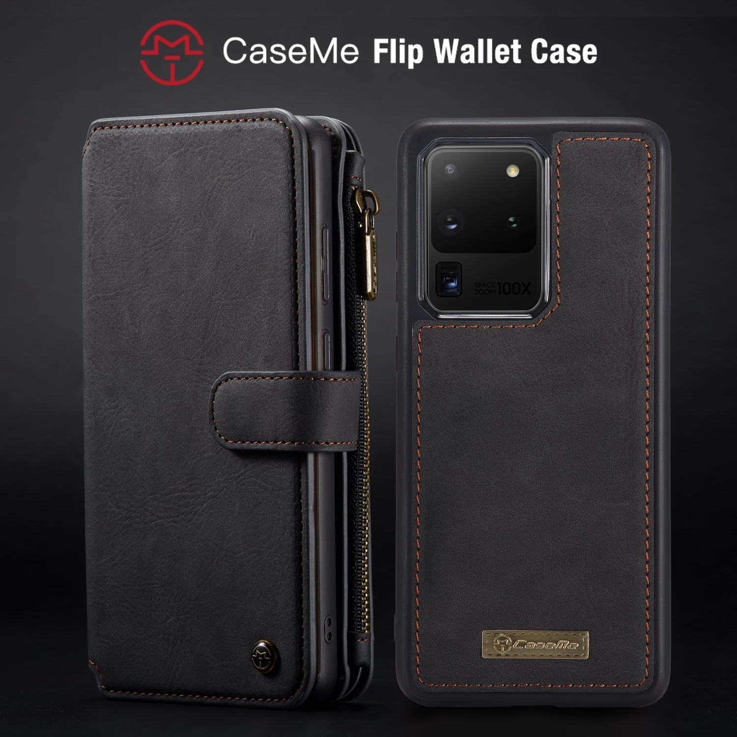 CaseMe чехол для Samsung Галактики S8 S9 S10 Note10 S20 плюс ультра кожи на молнии
