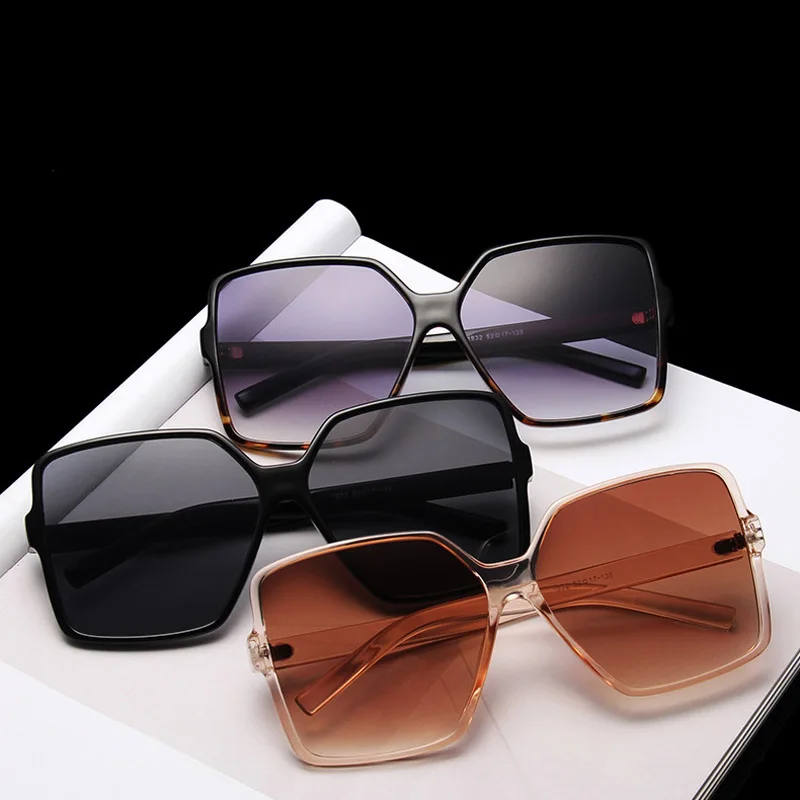 ins hot oversize square sunglasses women luxury brand clear brown black sun glasses female cheap vintage retro big frame shades free global shipping