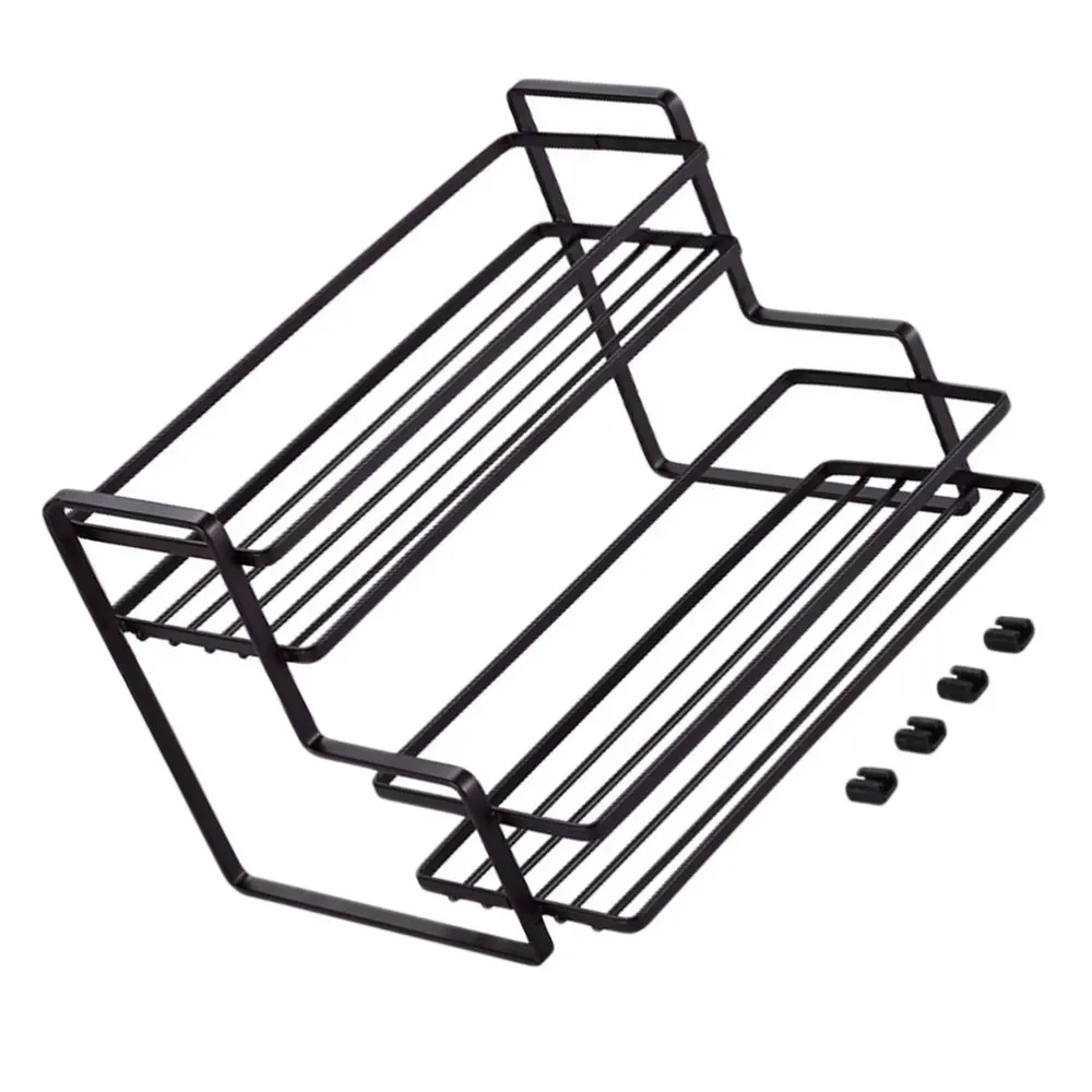 

1pc Storage Rack Sturdy Spice Racks Iron Stepped Structure Storage Baskets