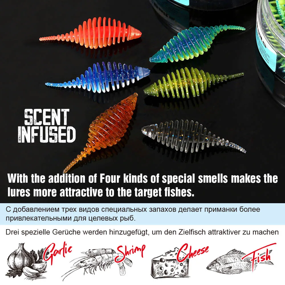 worm bait soft bait 1.5g 5cm 20pcs/jar Casting fishing lures Pesca carp fishing bass artificial Lure