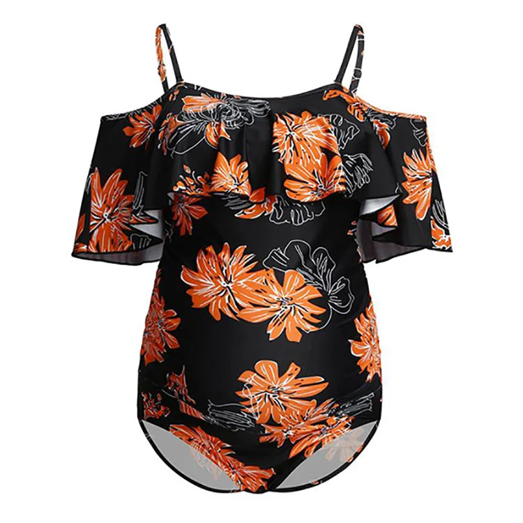 

Fashion Summer Maternity Bathing Suit Swimwear For Pregnant Women Sexy One Piece Surf Swimsuit Backless Solid Bikinis Beachwear