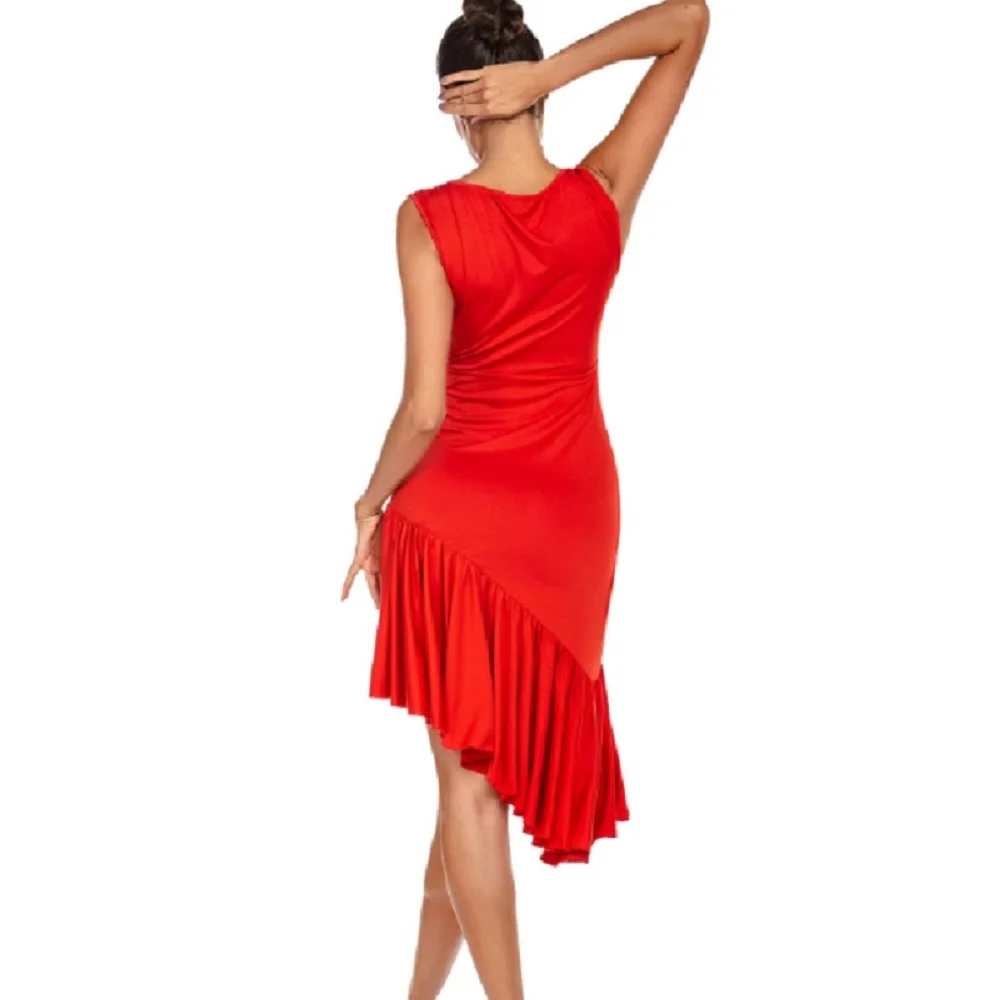 Женское облегающее платье для латиноамериканских танцев красное винтажное