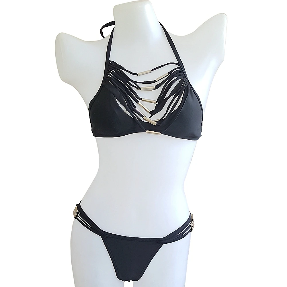 Женский раздельный купальник с пуш-ап Раздельный высоким воротником и вырезами