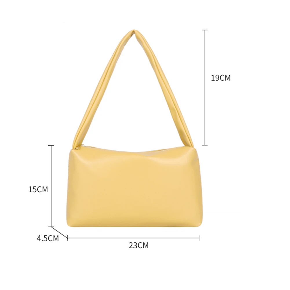 

Fashion PU Leather Underarm Purse Simple Pure Color Women's Handbag Portable Female Street Travel Shopping Zipper Shoulder Bags