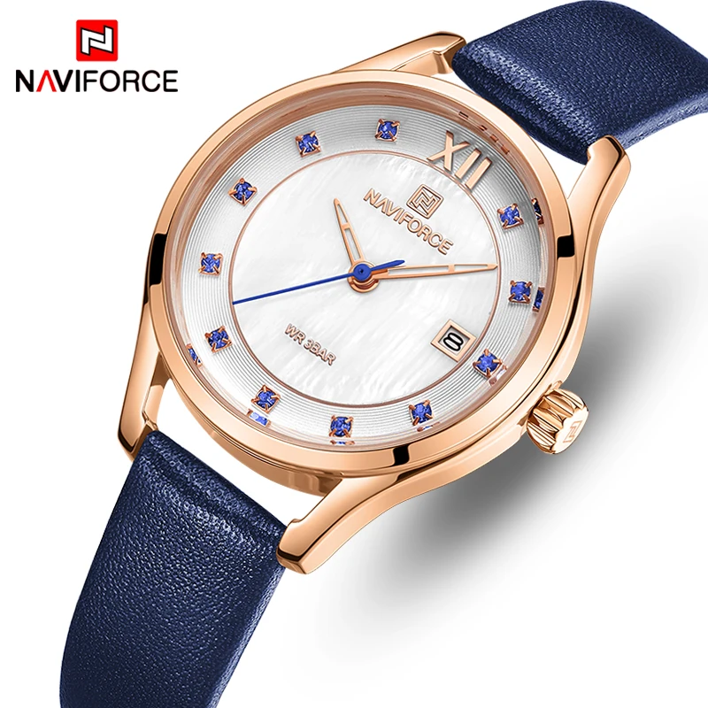 NAVIFORCE женские часы топовые Роскошные брендовые модные кварцевые кожаные