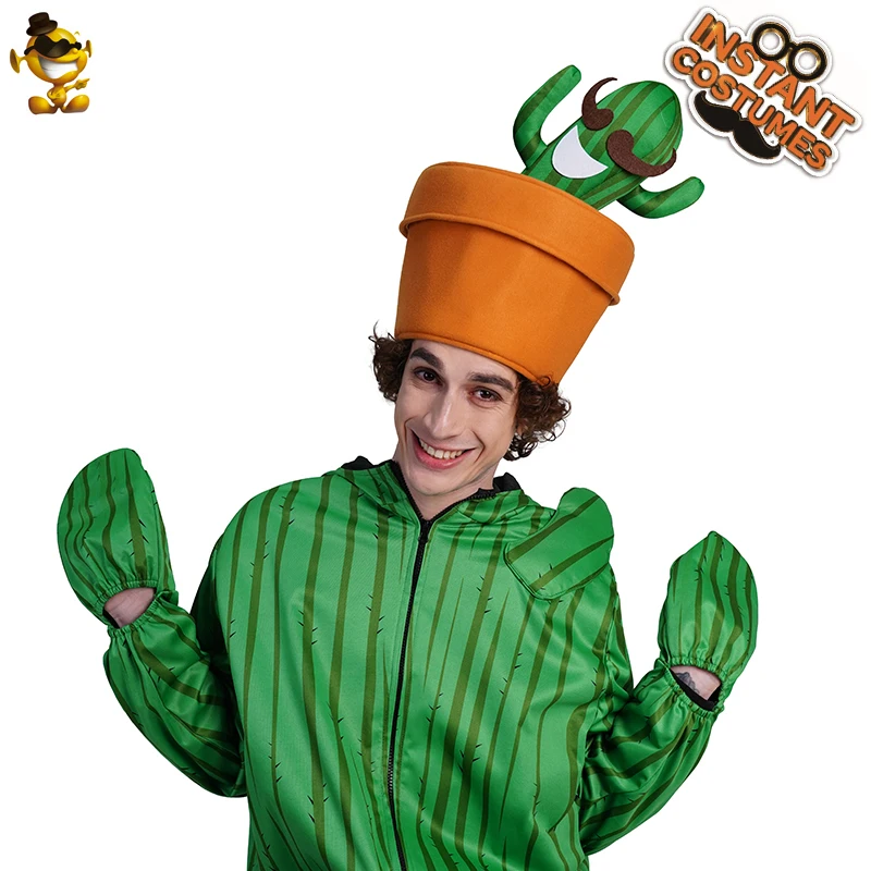 

QLQ Unisex Adult Cactus Hat Costume Cosplay Holiday Party Funny Green Men Cactus for Women Hat Costumes
