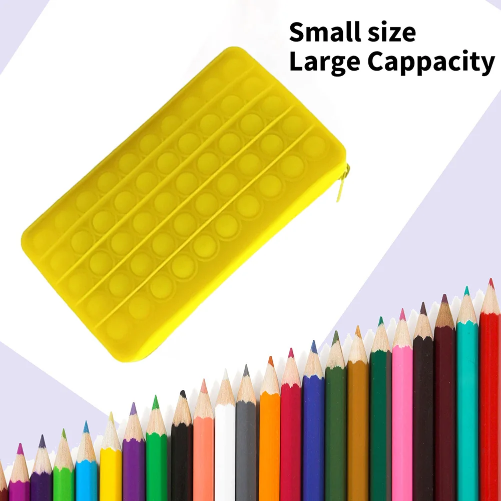 

Children Anti Stress Pencil Bag Sensory Silicone Bubble Stationery Bag Decompression Simple Dimmer Game Entertainment FidgetToy