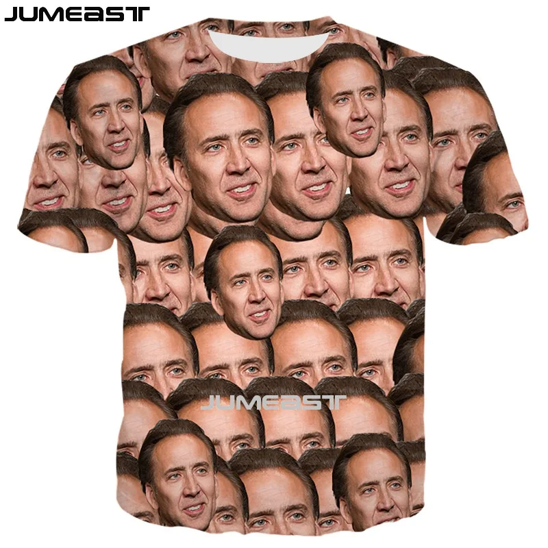 

Jumeast Men Women 3D Printed T-Shirt Nicolas Cage Face Oversized Summer O-Neck Short Sleeve T Shirt Sport Pullover Tops Tees