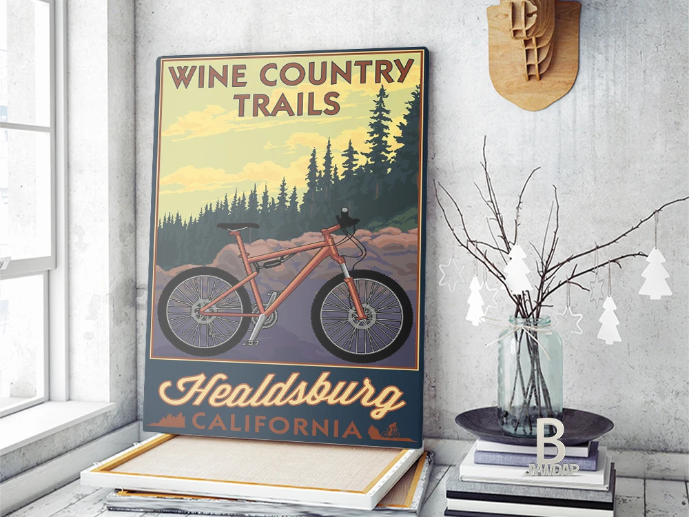 Винтажный постер Healdsburg Калифорния винная деревня путешествия город пейзаж