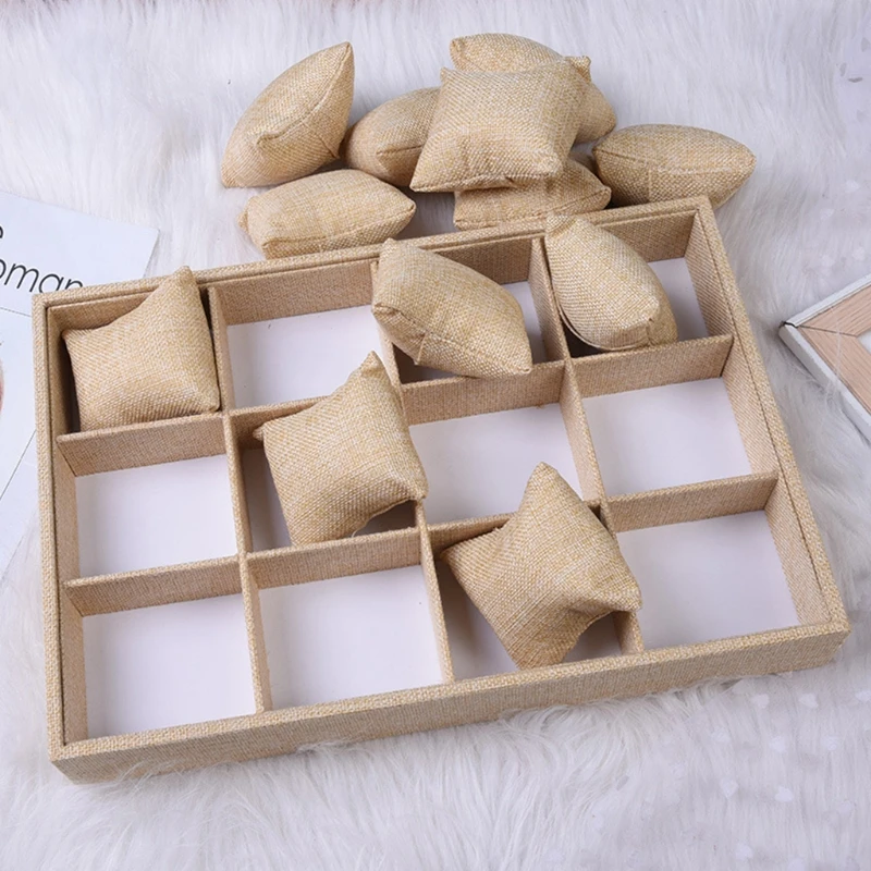 Лоток для ювелирных изделий органайзер часов браслет витрина 12 ячеек подушечки