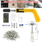 Мини-стальной пистолет для гвоздей инструмент для заклепок + 200 шт. 25 мм круглые гвозди электроинструмент для потолочной стены анкерный проволочный долбежный домашний стандартный набор