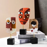 resin sculpture face craft statue abstract character art ornaments living room wine cabinet bookcase home decoration