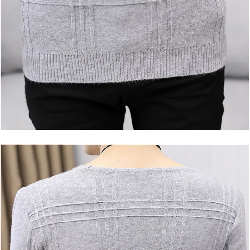 

2020 New style Men's autumn High quality slim fit v-neck Knitting sweater/Male pure color plaid leisure Set head swweaters 3XL