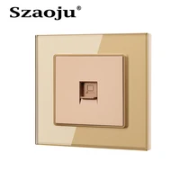 szaoju luxury silver plated tv coaxial socket antennanetworktelephone wall mounted panel socket crystal tempered glass panel