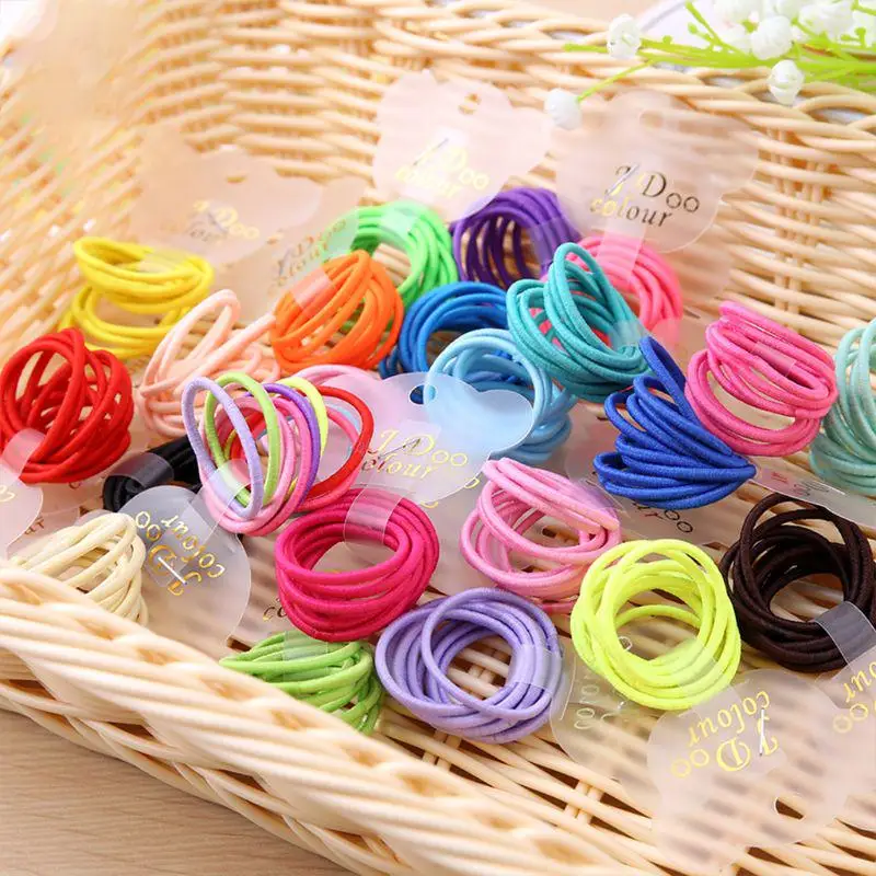 

Hot Sale 10PCS/Lot Girls Colorful Elastic Hair bands Lovely Kids Children Small Hair Ropes Ponytail Holder Headwear