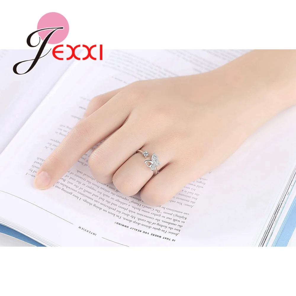 Милые Роскошные Кольца с бабочкой из стерлингового серебра 925 пробы кубическим