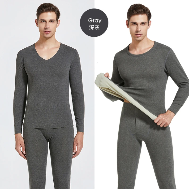 YILINHAN Winter Plus Velvet Thermal Underwear Men Warm Men Underwear Set Cationic Thermal Technology Second Skin Long Johns