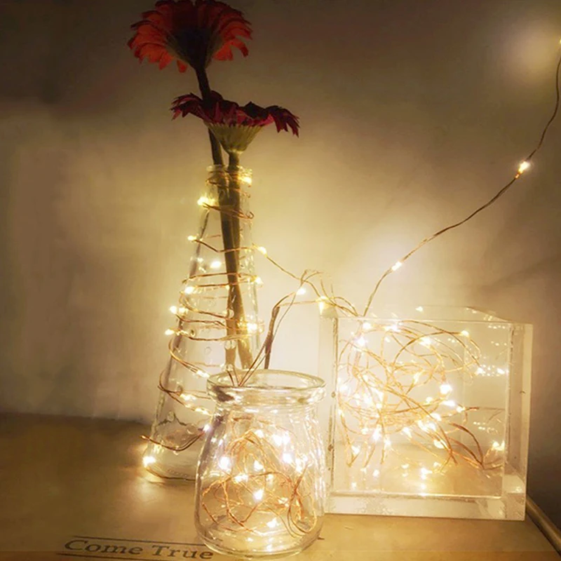 

Светодиодная гирлянда из медной проволоки с питанием от USB, водонепроницаемая веревка для Рождественского украшения