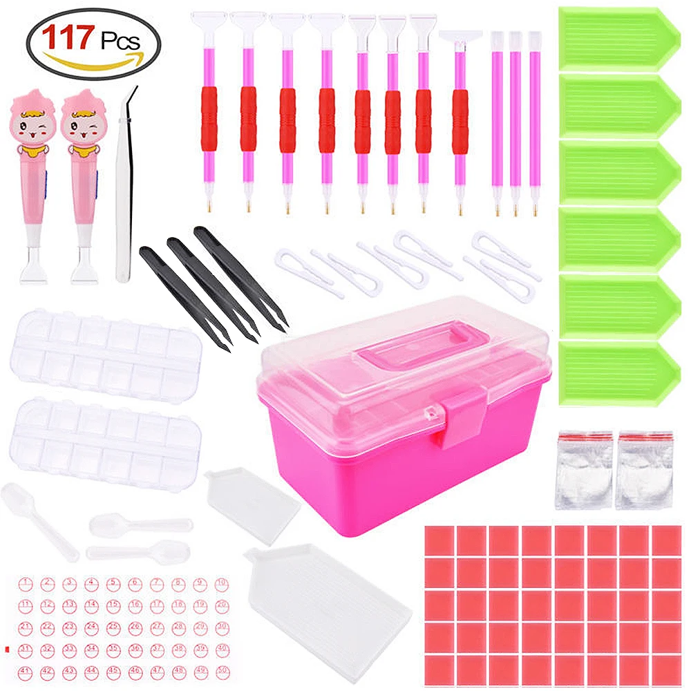 

117 шт. 5D алмазная вышивка крестиком ремесло DIY инструменты с коробкой