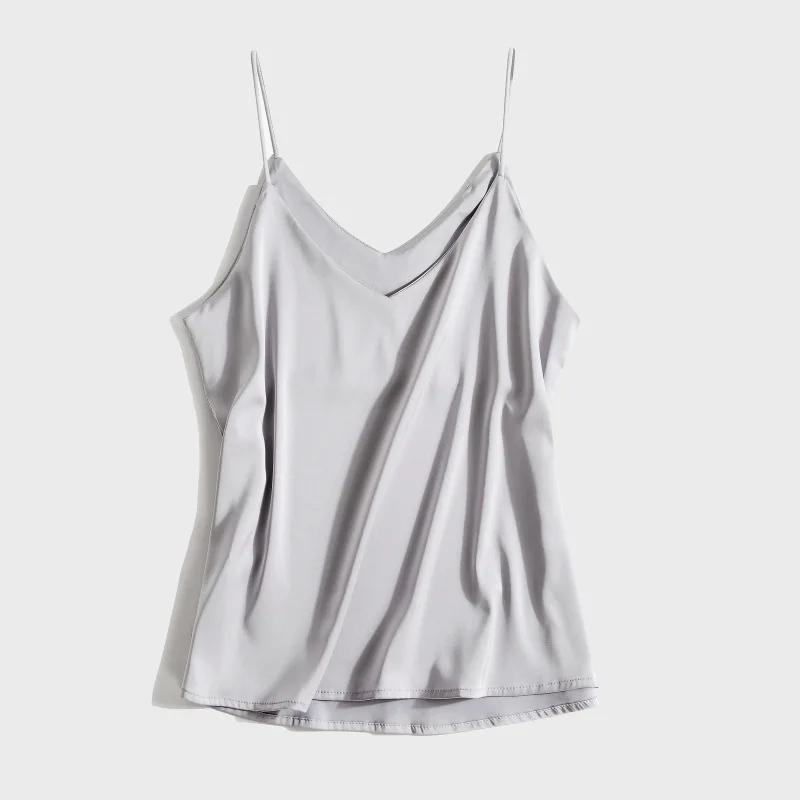 

RICORIT Women Spaghetti Strap Top Women Halter V Neck Cami Sleeveless Satin Silk Tank Tops Shirt Women'S Summer Camisole Shirt