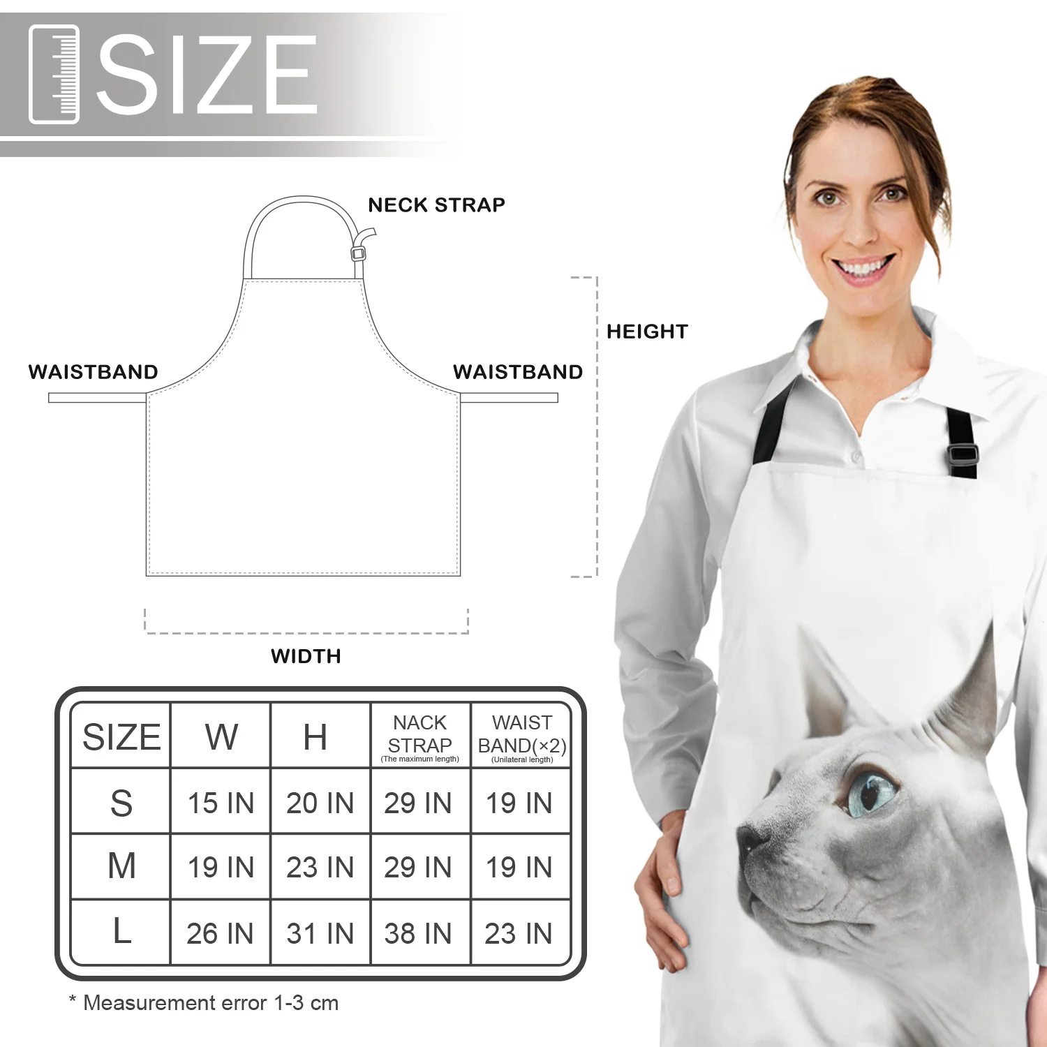 

Kitchen Apron Hairless Cat Cute Looking Adjustable BBQ Bib Canvas Aprons For Women Cooking Baking Restaurant Kids Apron Pinafore