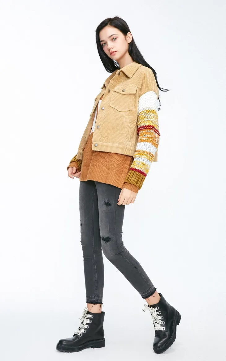 Vero Moda женский уличный стиль Вельветовая вязаная куртка с рукавами | 319117501