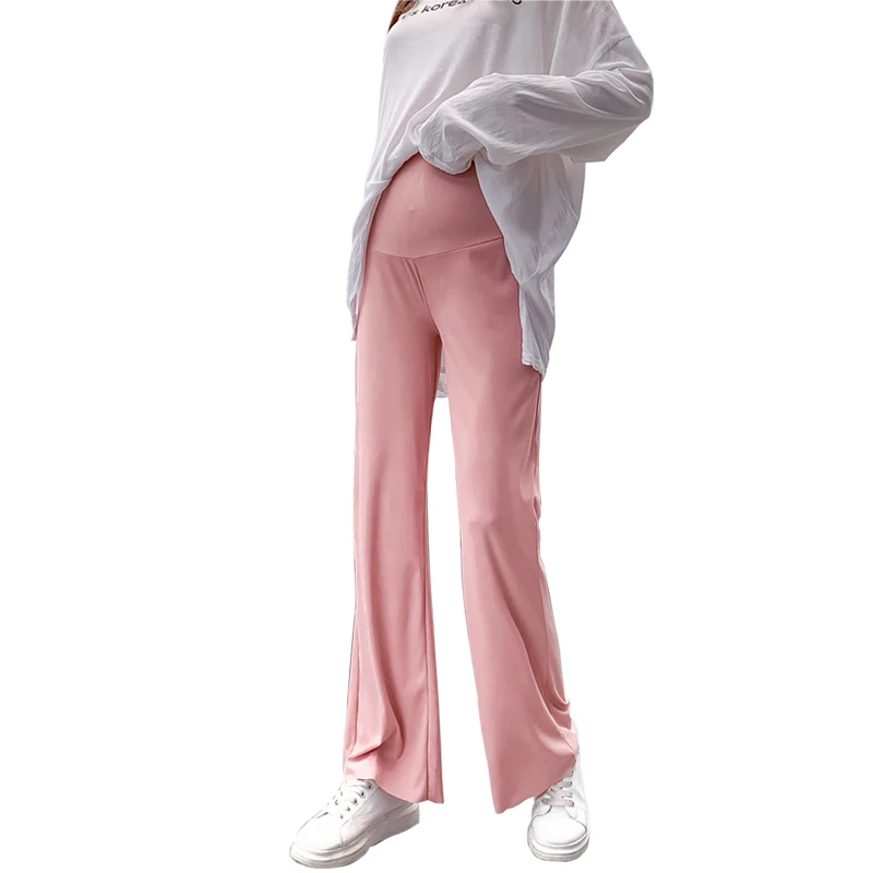 

8149# Summer Thin Black Maternity Full Long Pants Adjustable Belly Wide Leg Loose Pants for Pregnant Women Casual Pregnancy