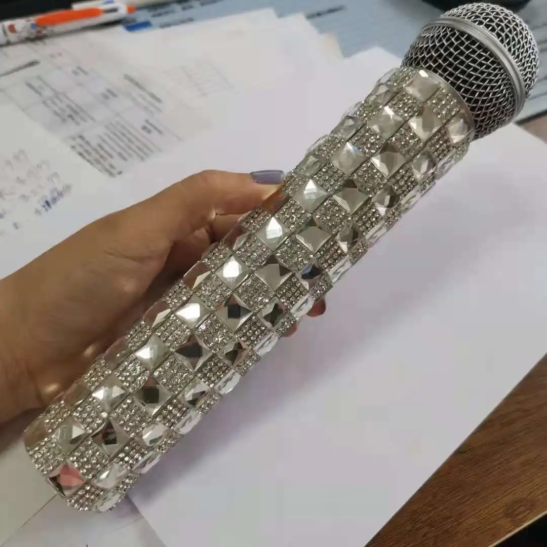 

Microphone Handheld Cover Shiny Case Bling Crystal Mic Accessories Flash Skin Sleeve