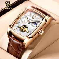 lige new luxury mens watches square automatic watch for men tourbillon clock genuine leather waterproof mechanical reloj mujer