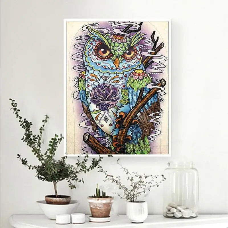 5D DIY Special shaped Diamond Painting Cross Stitch Owl Flower Stich Craft Embroidery Mosaic Kit Wall Decor | Дом и сад
