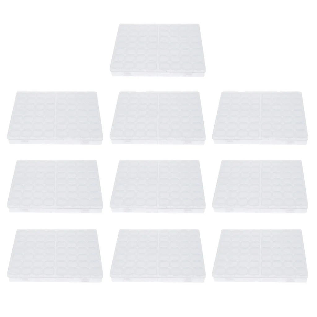 

10pcs Clear Storage Box With 56 Grids Beads Pill Small Item Container Mini Case