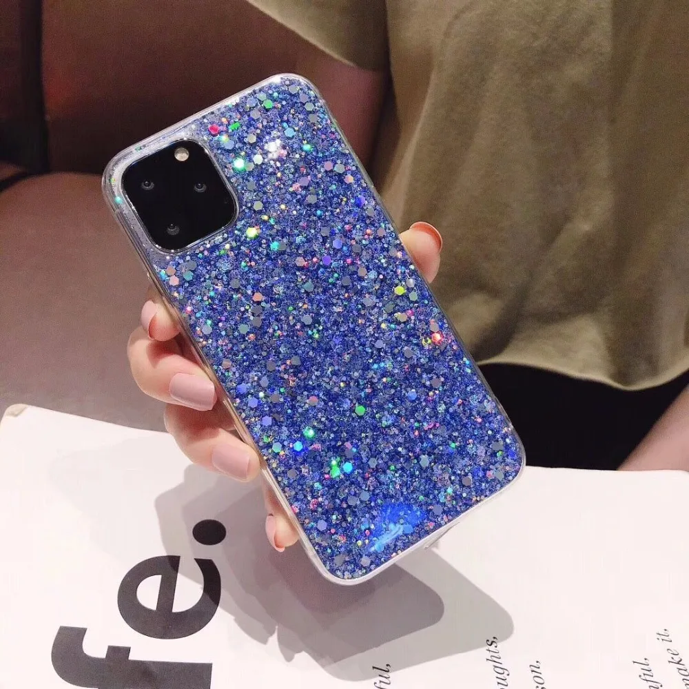 Блестящий блестящий чехол для телефона с блестками для iphone 11, 11Pro, Max, XS, Max, XR, X, 6, 6 S, 7, 8 Plus, цветной блестящий чехол s