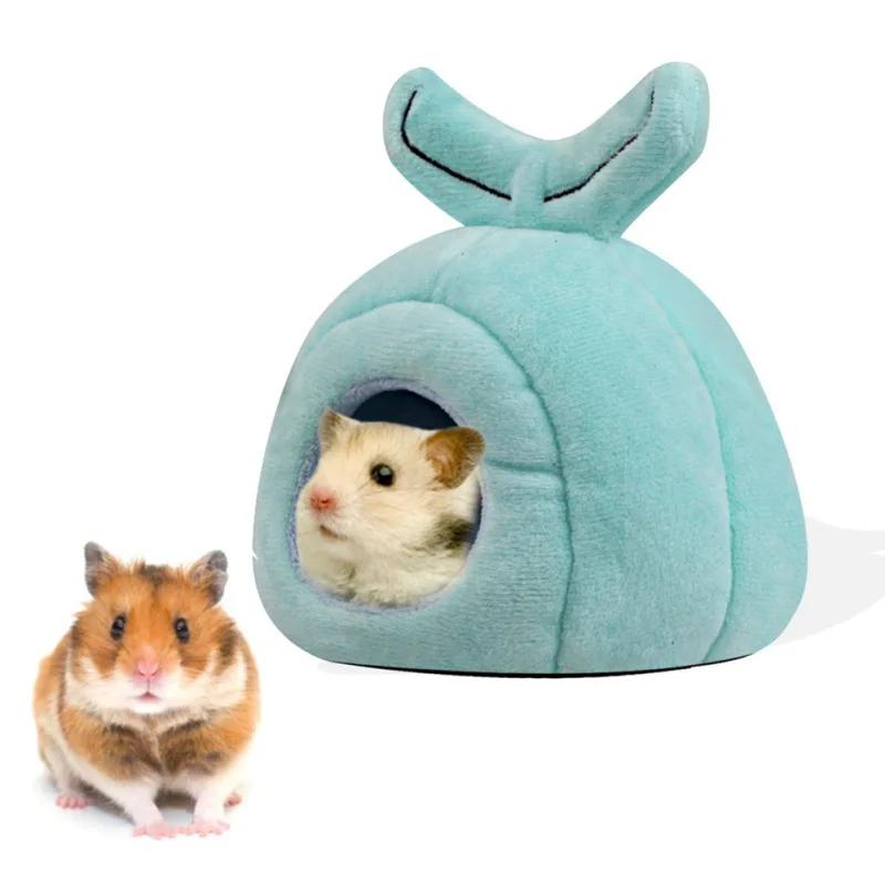 

Winter Warm Bed Rat Hamster Guinea Pig Pet Cage House + Cushion Soft And Cute Whale Shape Small Animal Nest Warm Accessories