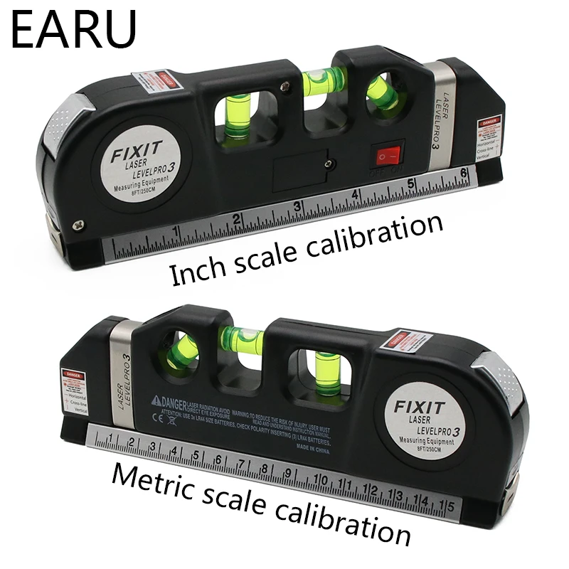 

Laser Level Horizon Vertical Measure 8FT Aligner Standard Metric Rulers Multipurpose Measure Leveler Black Tape Aligner Bubbles