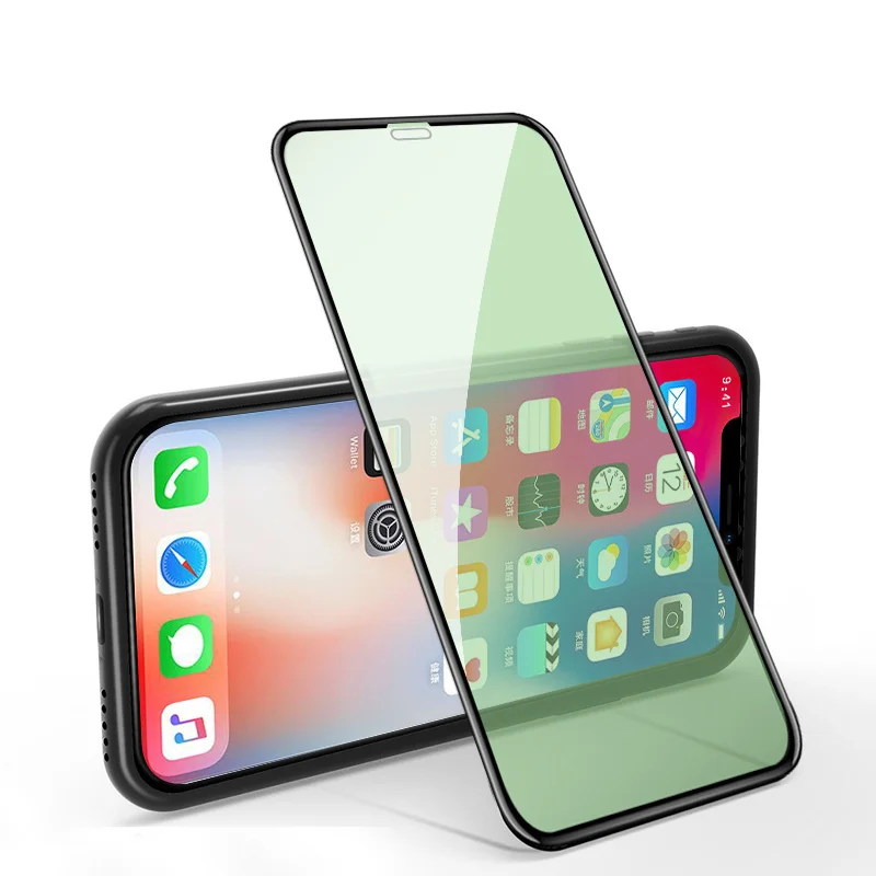 

Tempered Glass For Iphone 12 ProMax Mini Green Light Film Glass Screen Protector For Iphone X XR 7 8 6 Glass For 11Pro Max