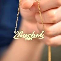 personalized name couple necklaces surgical steel mom and baby nameplate necklaces crown butterfly heart bijoux femme 2020 bff