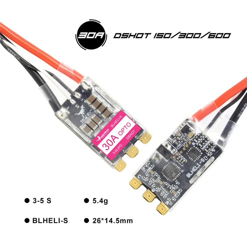 

HGLRC 30A 30AMP 2-5S BLHeli_S 16.5 BB2 Dshot600 Ready Brushless ESC for FPV Racing Drone Quadcopter Spare Parts DIY Accessories