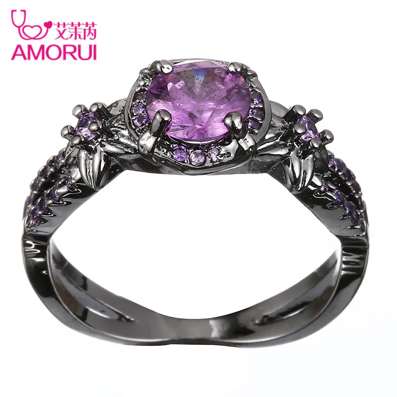 В виде пурпурных цветов с украшением в кристаллов каменное кольцо Обручальные