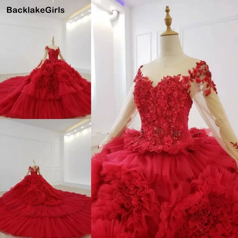 Роскошные 3D цветы женские красные платья для особых случаев Иллюзия o образным