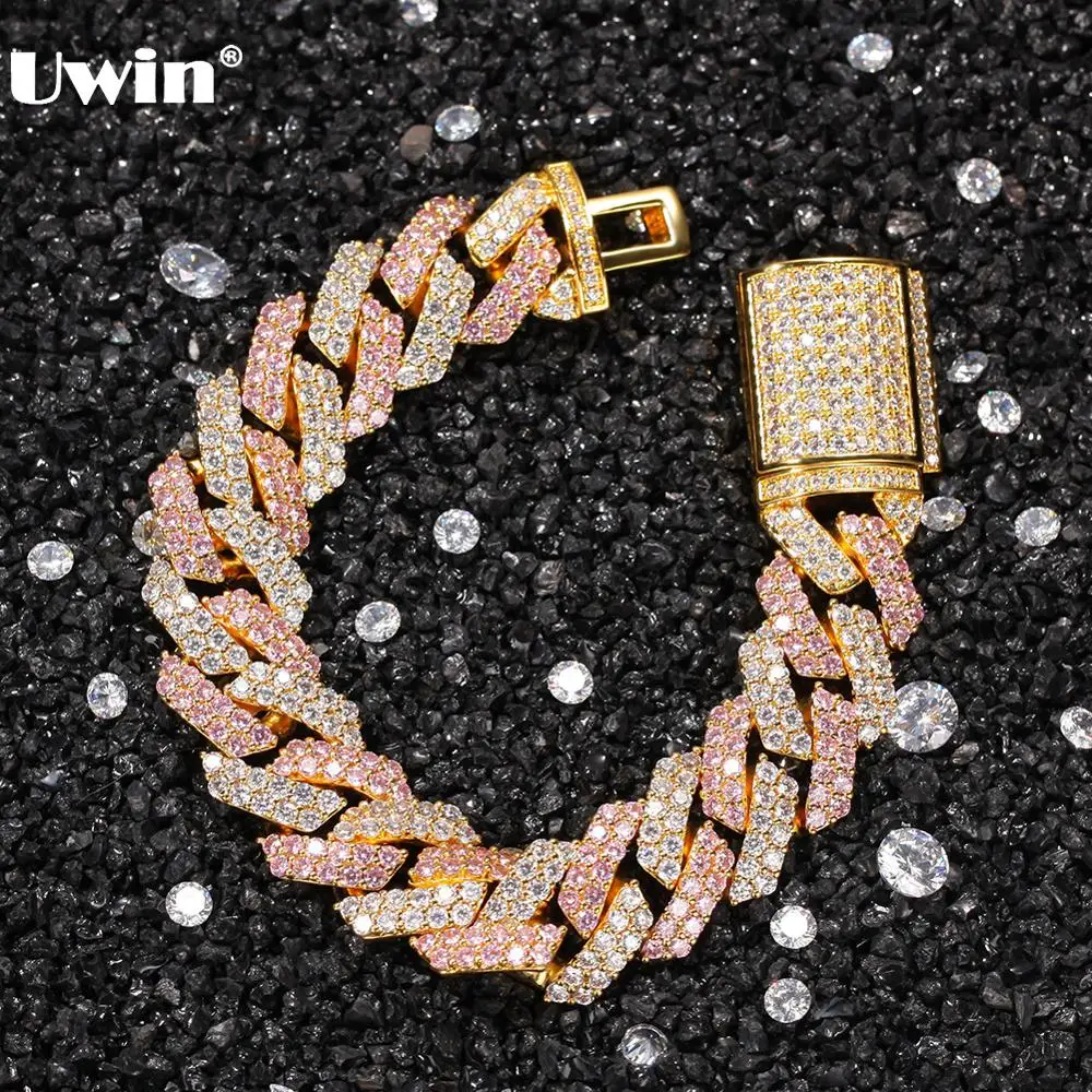 

UWIN Hiphop Jewelry 8inch 18mm 2Row Cubic Zirconia Bracelet Iced Out Accessories Luxury Copper Micro Paved CZ Fashion Jewelry