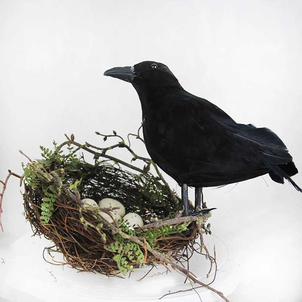 Украшение на Хэллоуин искусственная ворона перо пластиковые украшения для