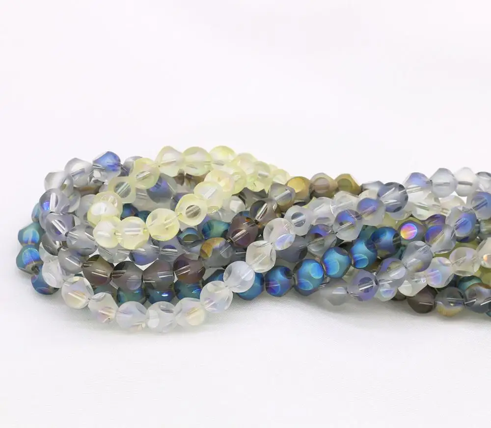 Круглые матовые шеститочечные хрустальные бусины с цветным покрытием 100 шт. 6 мм